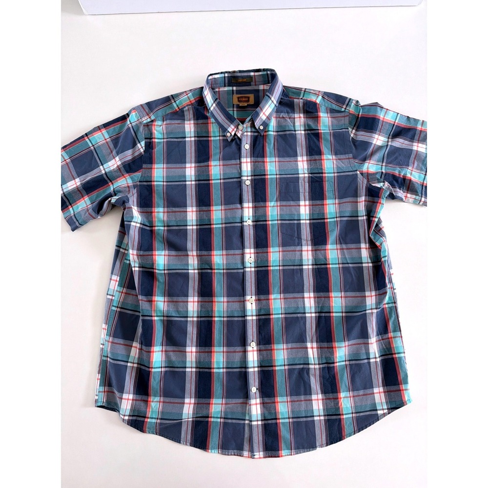 The Foundry Supply Co Mens 2XLT Plaid Short Sleeve Button Down Shirt Easy Care